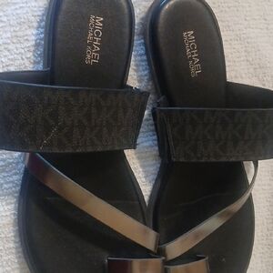 Michael Kors Black and Silver Strappy Sandals